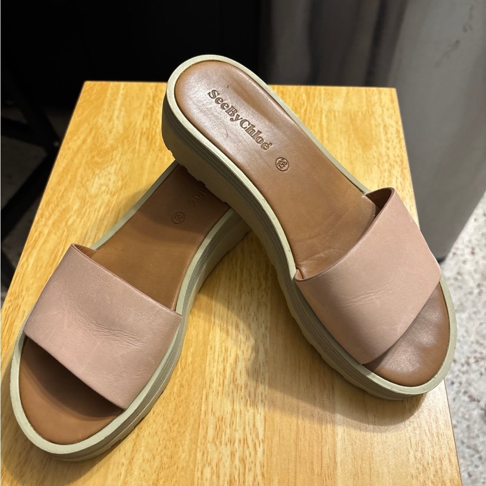 See by Chloe leather slides size 5.5